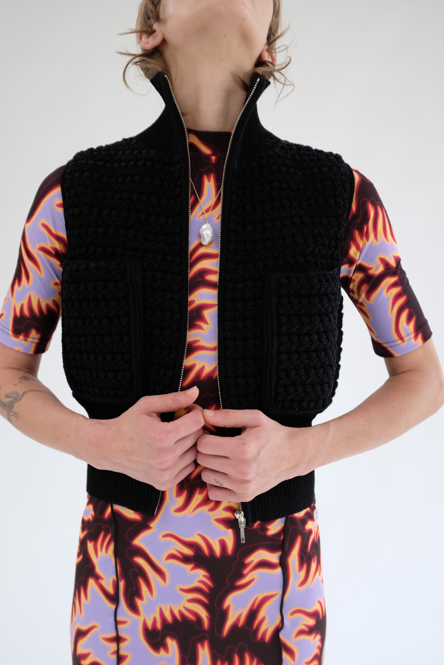 Beklina Marta Crochet Vest Black