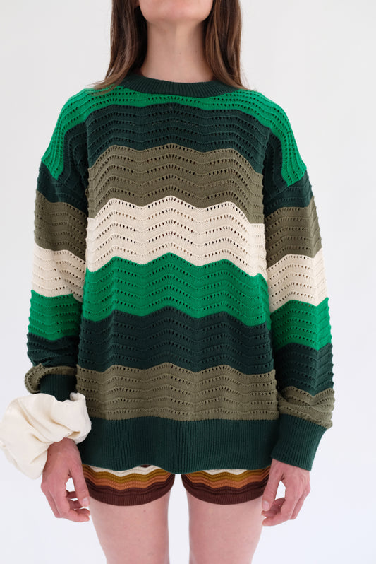 Kloke Ripple Sweater Green Wavy