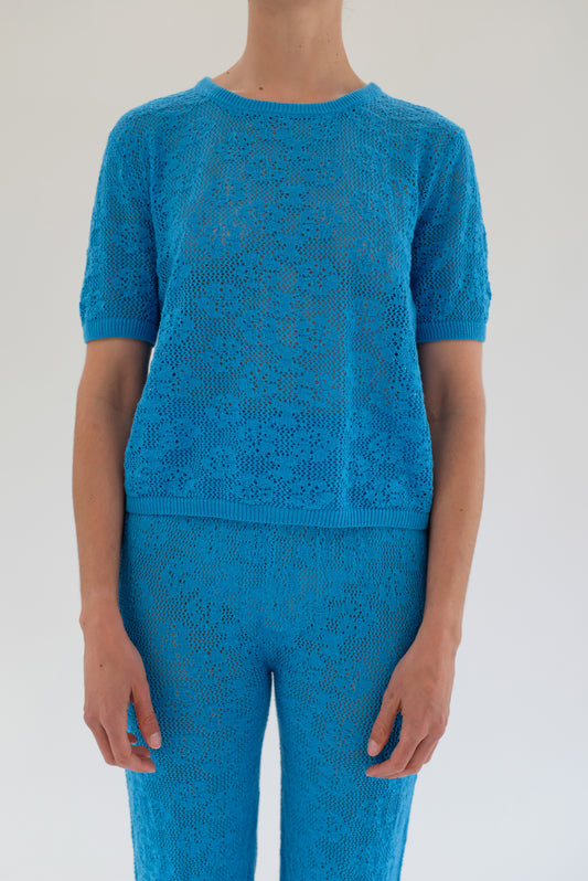 Beklina Floral Cotton Lace T-Shirt Parrot