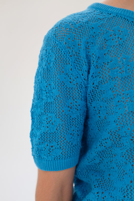 Beklina Floral Cotton Lace T-Shirt Parrot