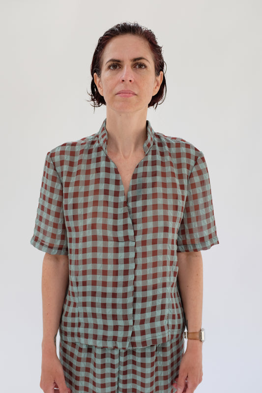 Beklina Okinawa Top Mint/Terra Gingham