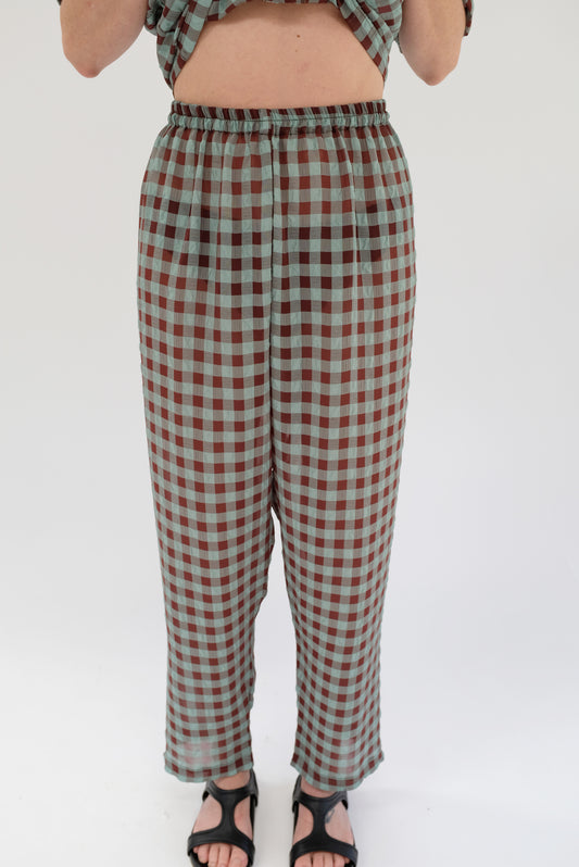 Beklina Basic Pant Mint/Terra Gingham