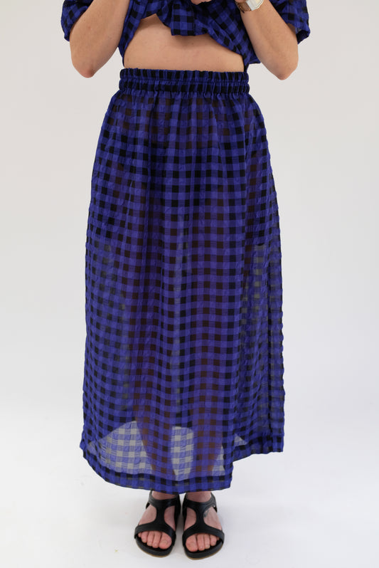 Beklina Basic Skirt Cobalt/Black Gingham