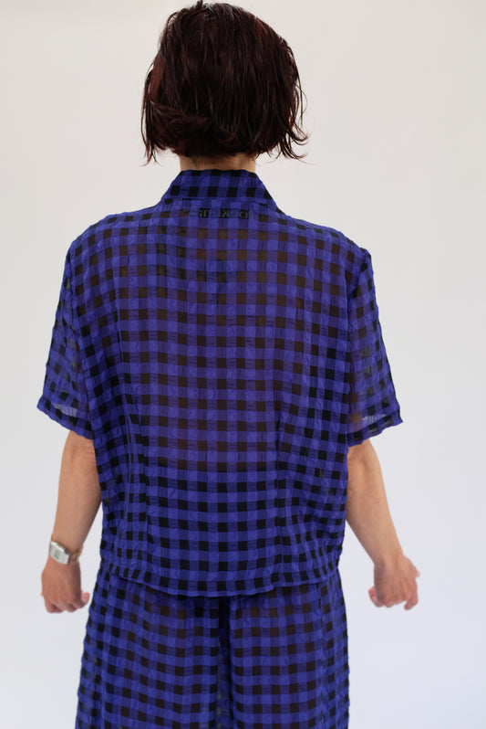Beklina Okinawa Top Cobalt/Black Gingham