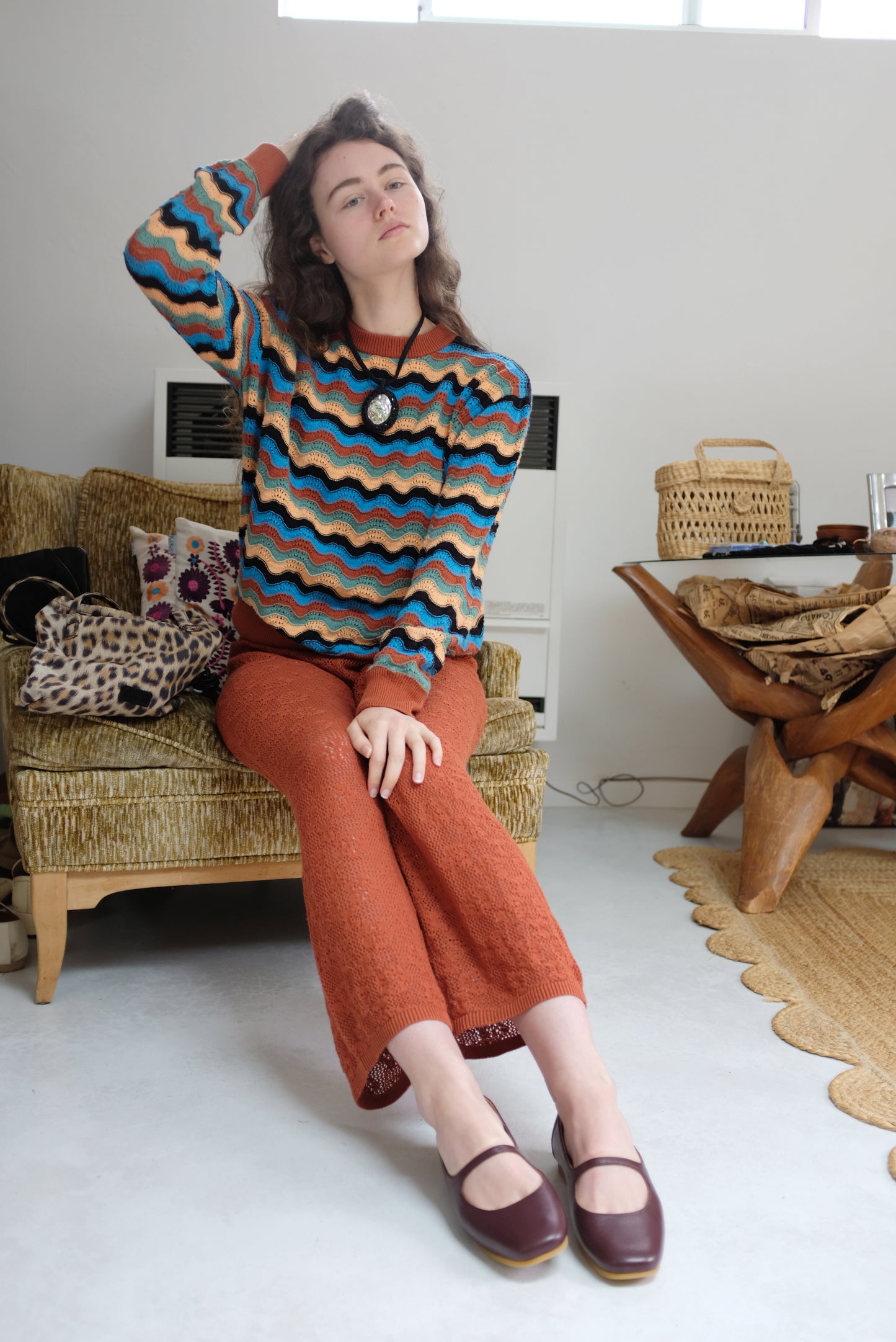 Caged Abalone Necklace On Carmella Rennell