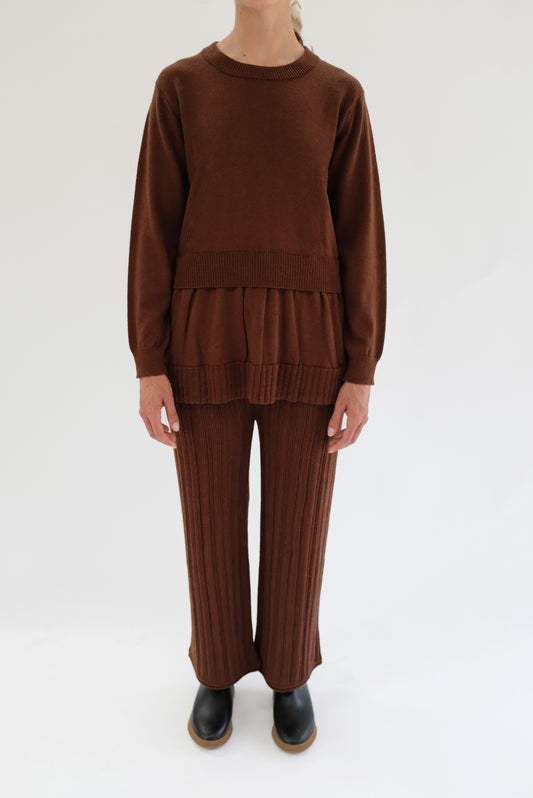 Beklina Merino Pleated Trousers Brown