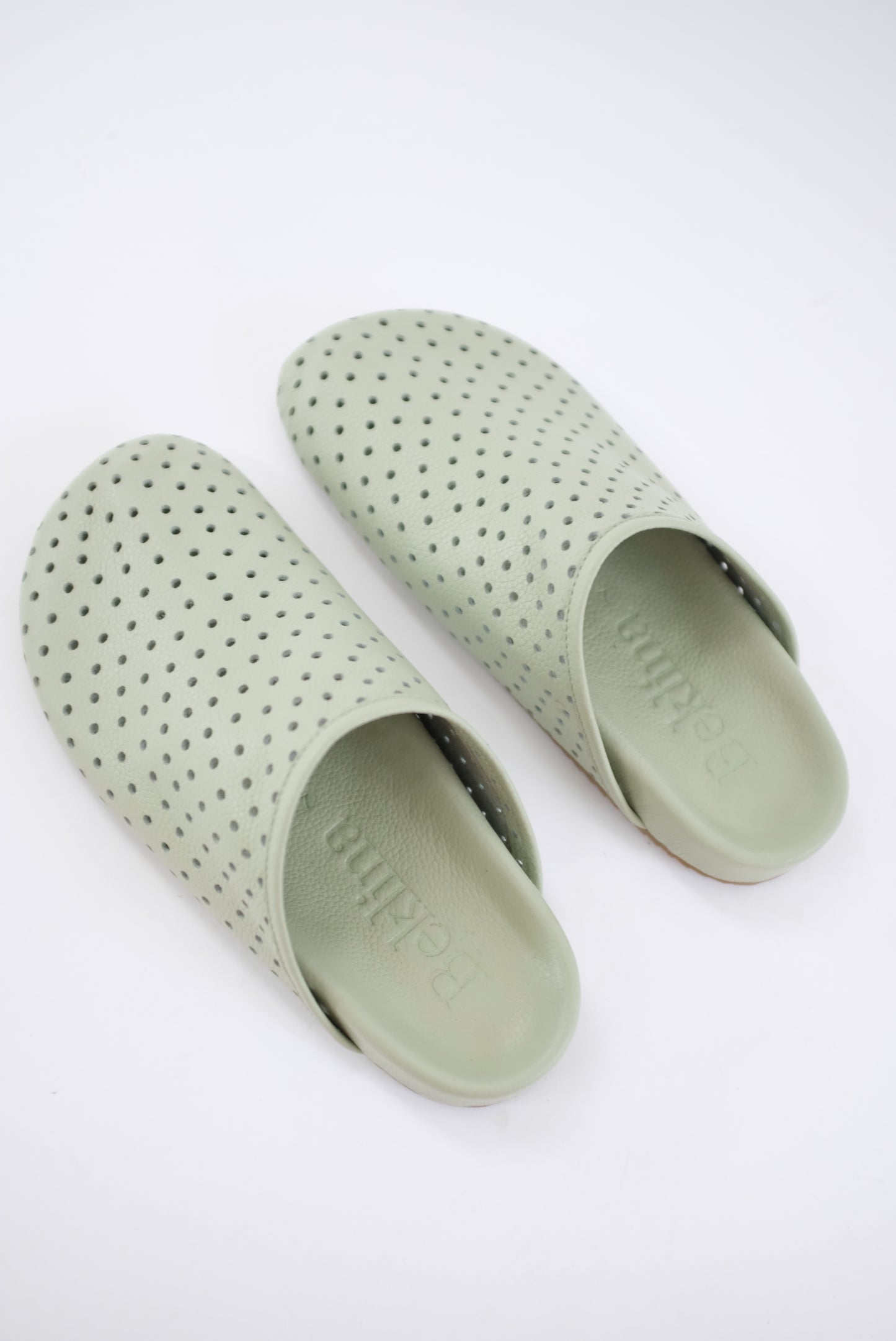 Beklina Gubi Mules Perforated Spanish Moss