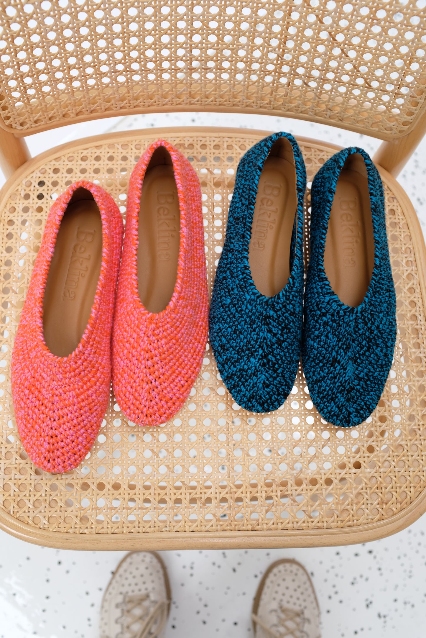 Beklina Crochet Ballet Flats Pink/Orange