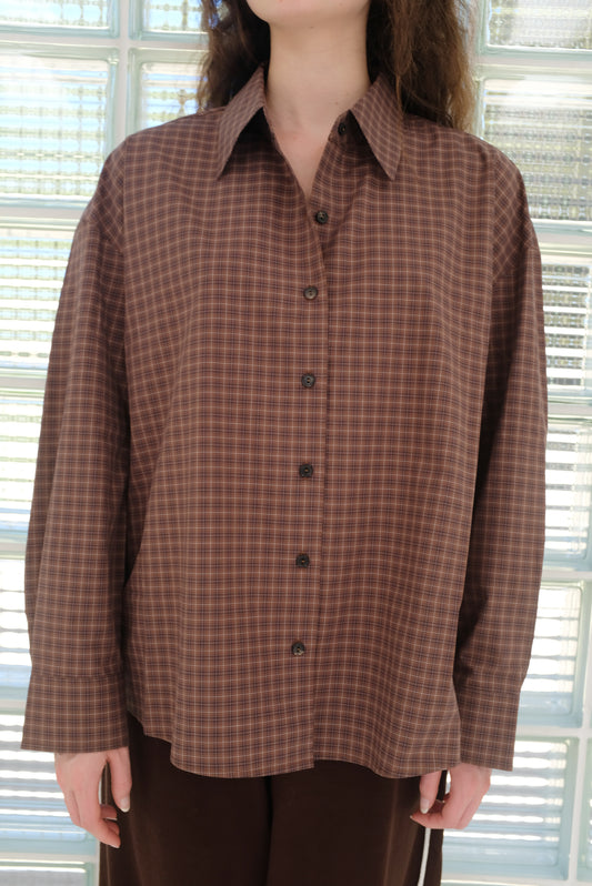 Cordera Checked Oversized Shirt Brown/Navy