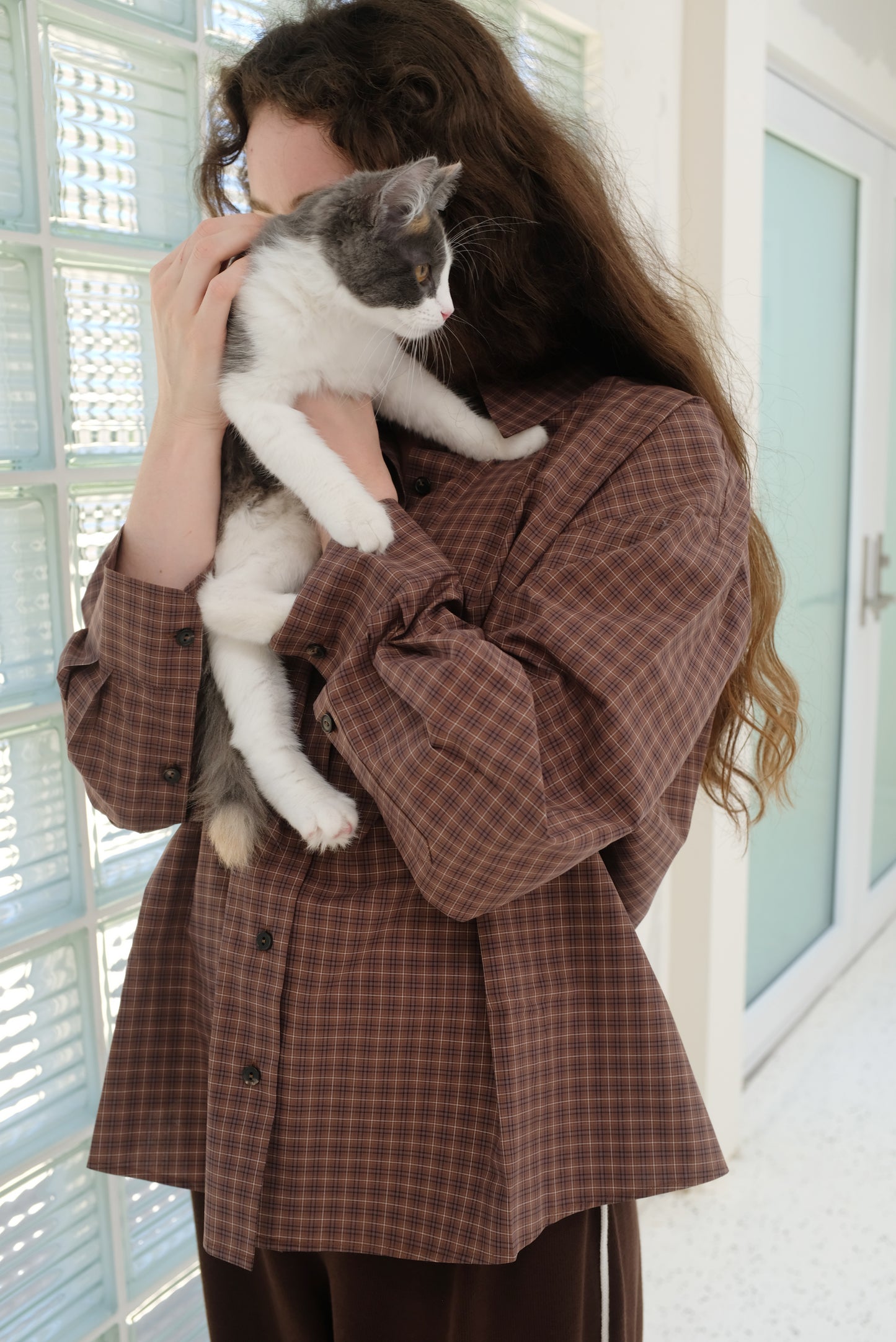 Cordera Checked Oversized Shirt Brown/Navy