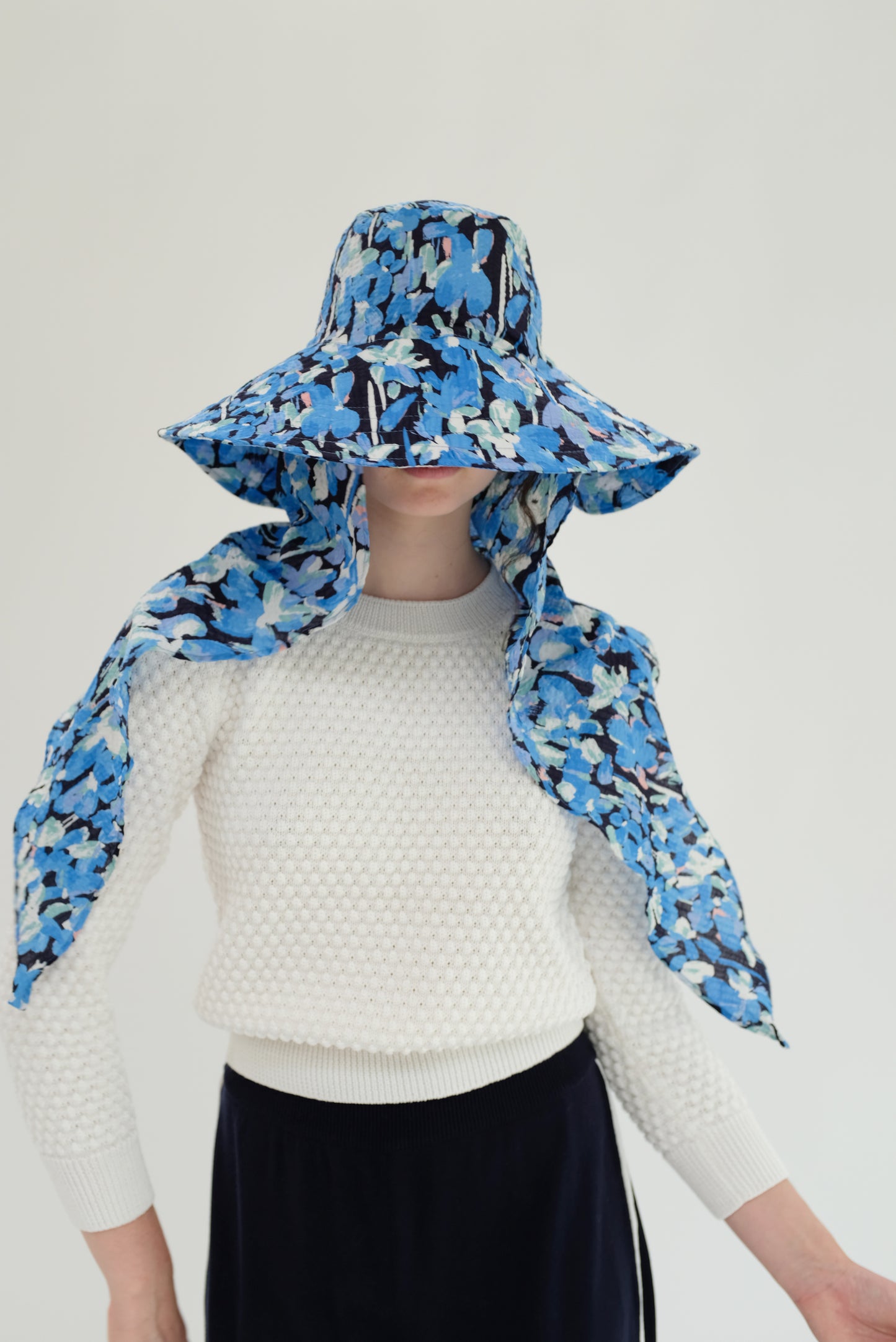 Beklina Scarf Hat Blue Floral