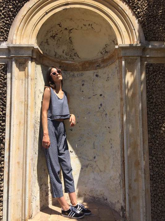 Lina Rennell Basic Pant Black Swiss Dot