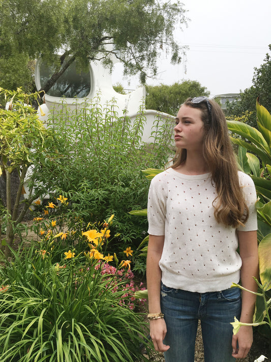 Lina Rennell Cotton Hole Top Ivory