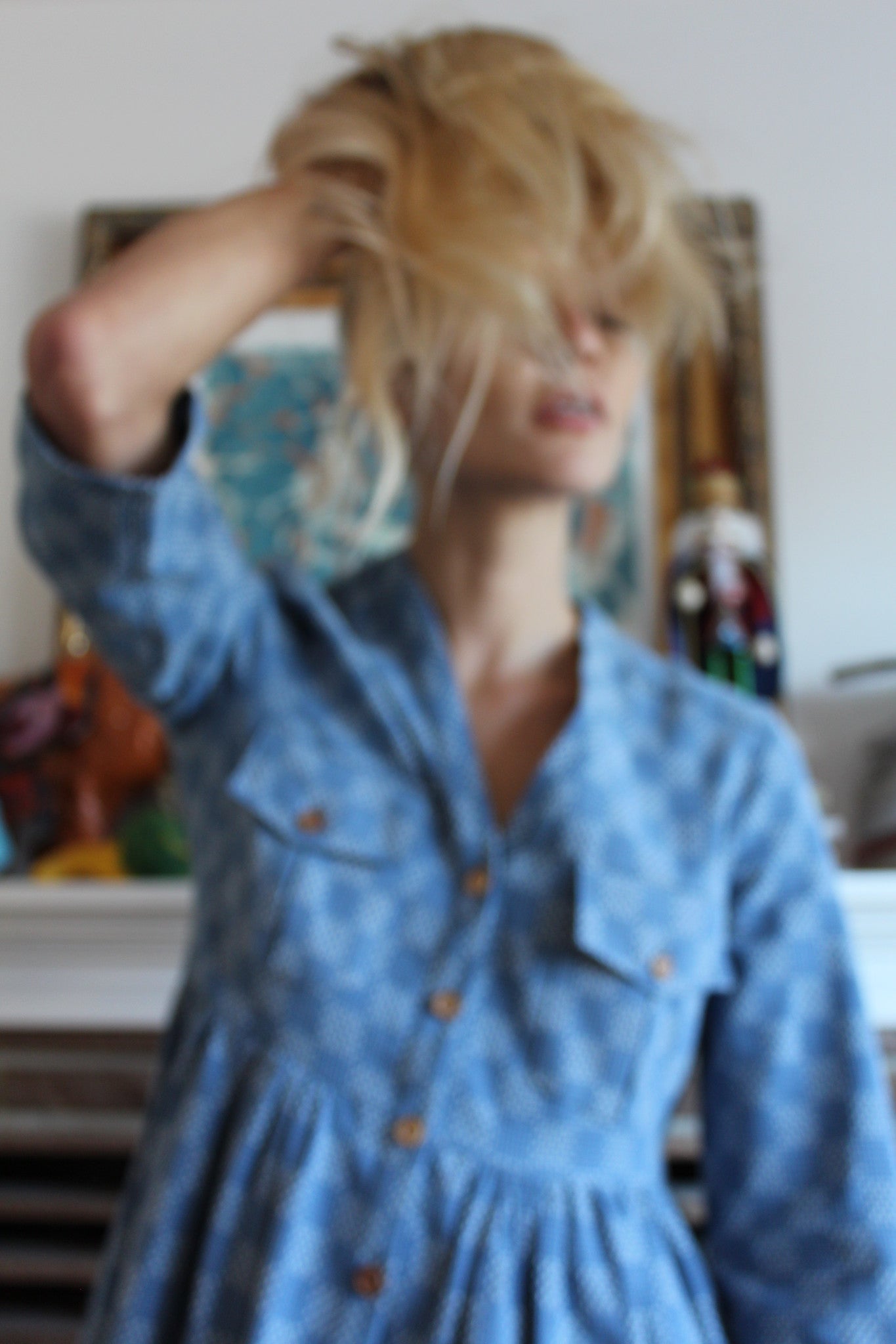 Heinui Noe Dress Bleached Sashiko Embroidered Cotton At Beklina