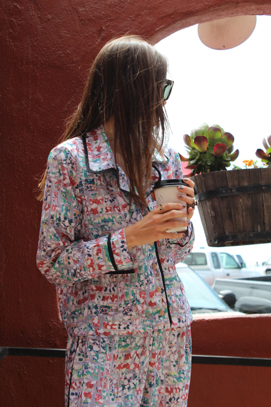 Beklina Silk Pajamas Art Block Collage