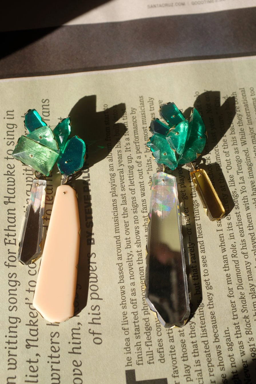 Nikki Couppee Green Mirror Earrings