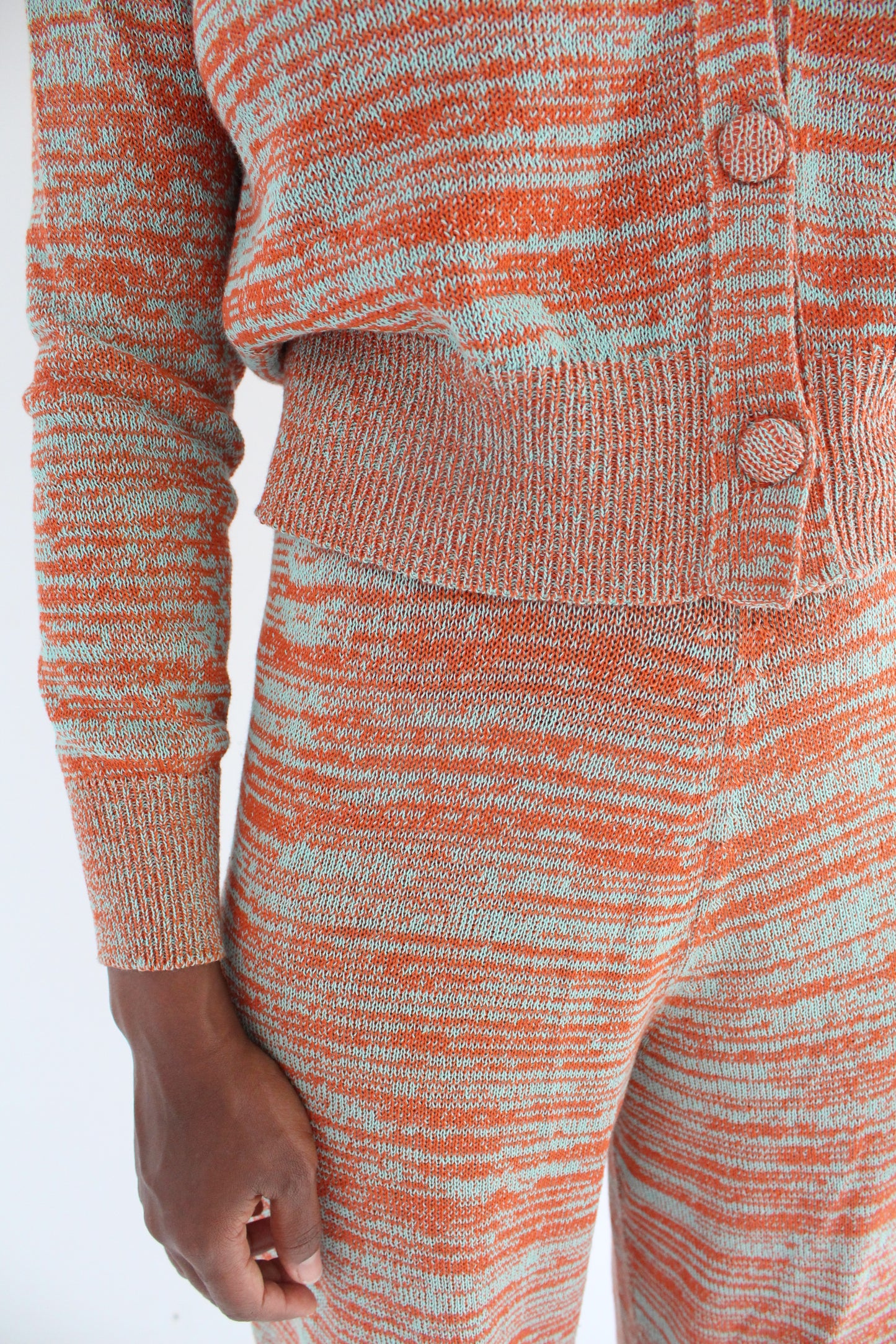 Beklina Cotton Knit Trouser Poppy/Aqua