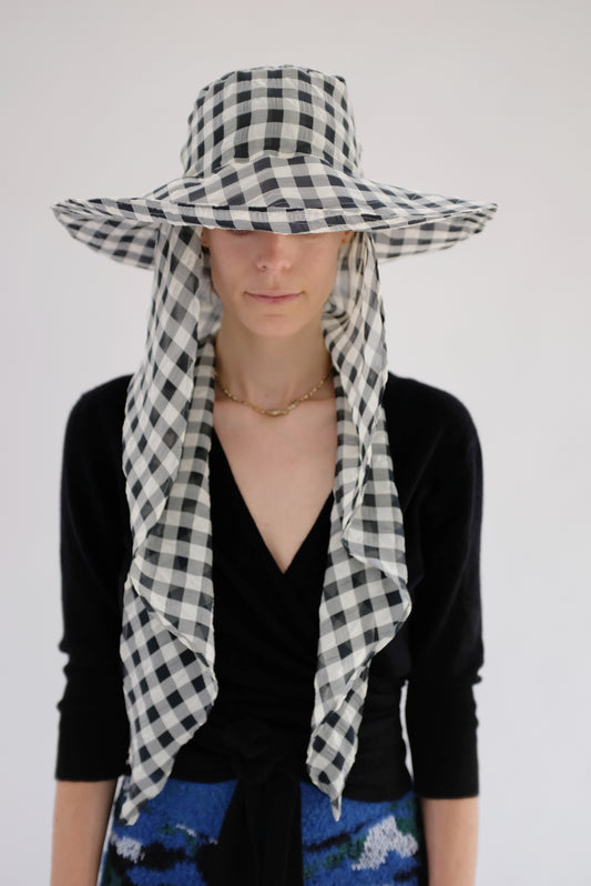 Beklina Scarf Hat Black Gingham