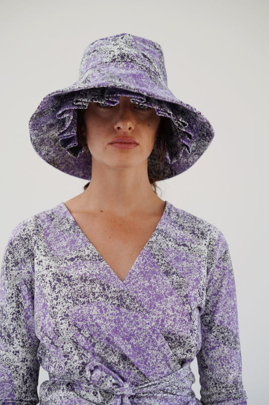 Beklina Layered Pleat Hat Splatter Purple
