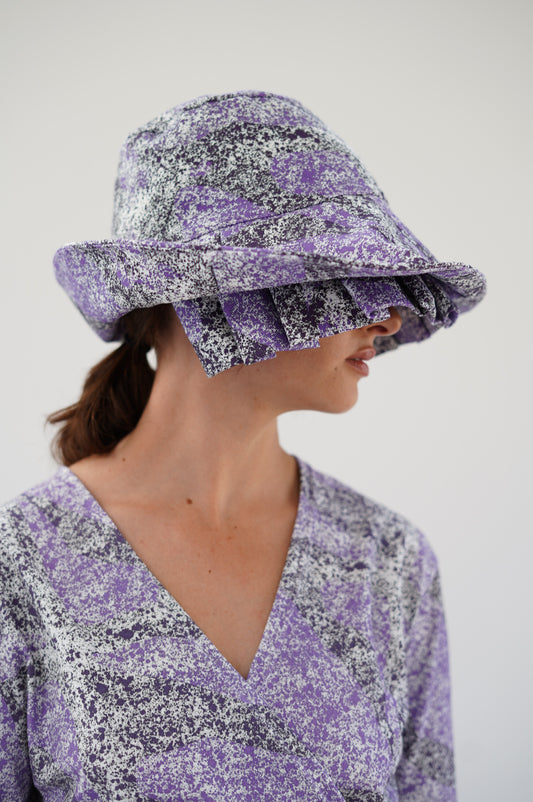 Beklina Layered Pleat Hat Splatter Purple