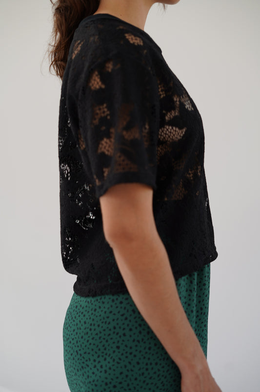 Beklina Lace T-Shirt Black