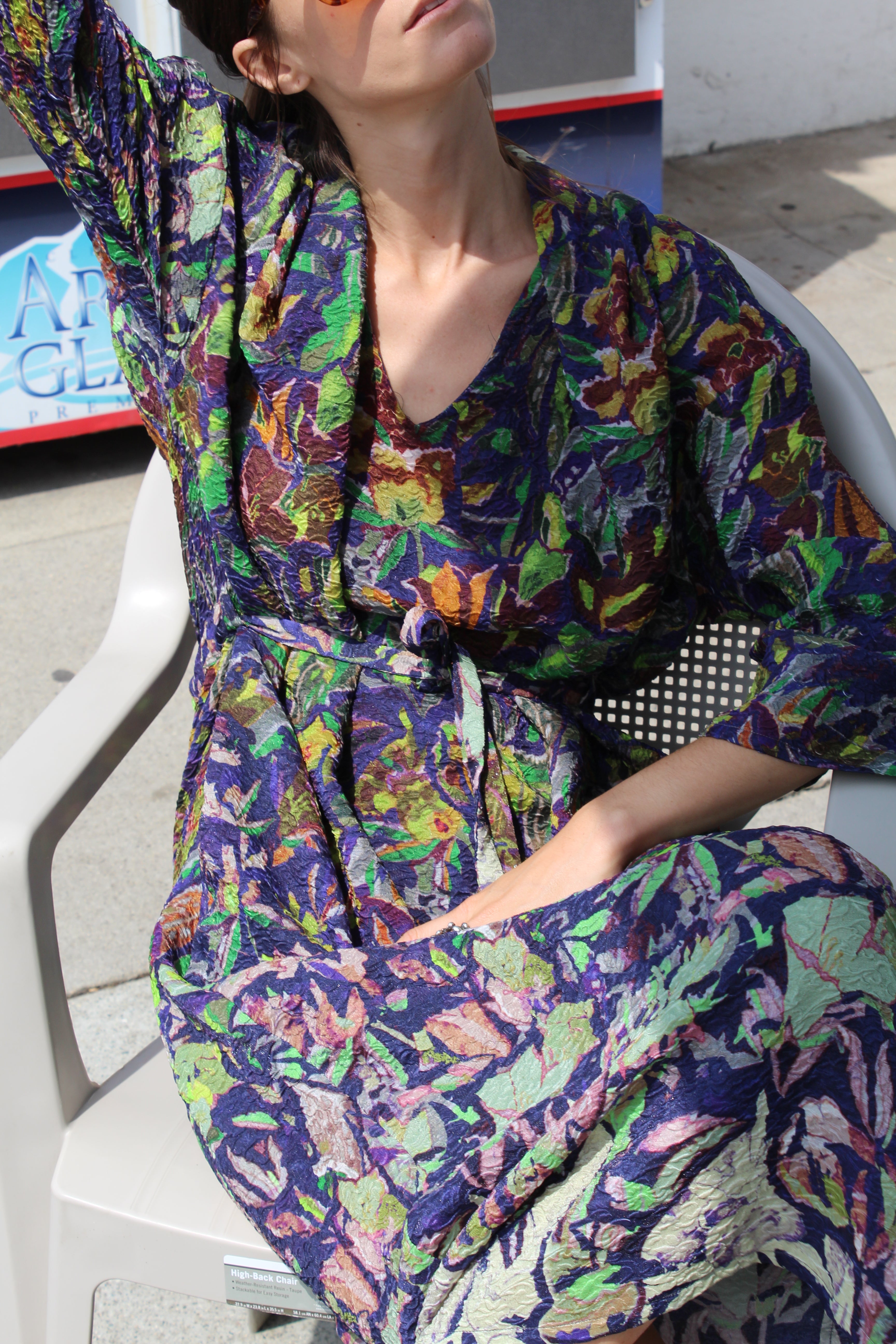 アンティアン ANNTIAN シルクワンピース ワンサイズ SILK DRESS Anntian Silk Necky Dress Flower Print G – Beklina