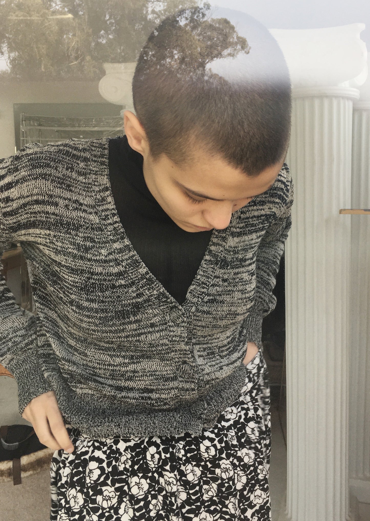 Beklina Cotton Knit Cardigan Black/Grey