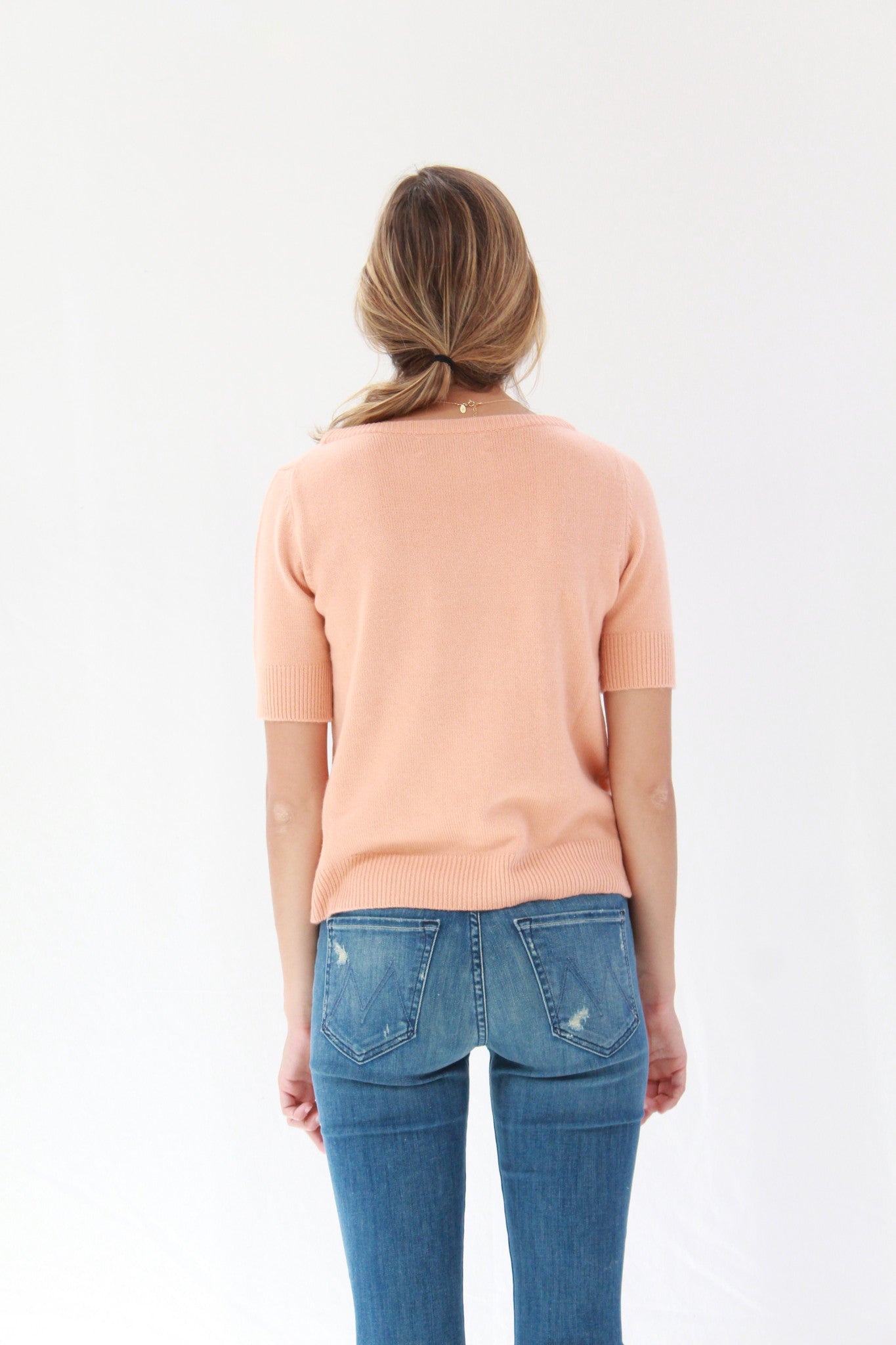 Lina Rennell Cashmere Top Peach
