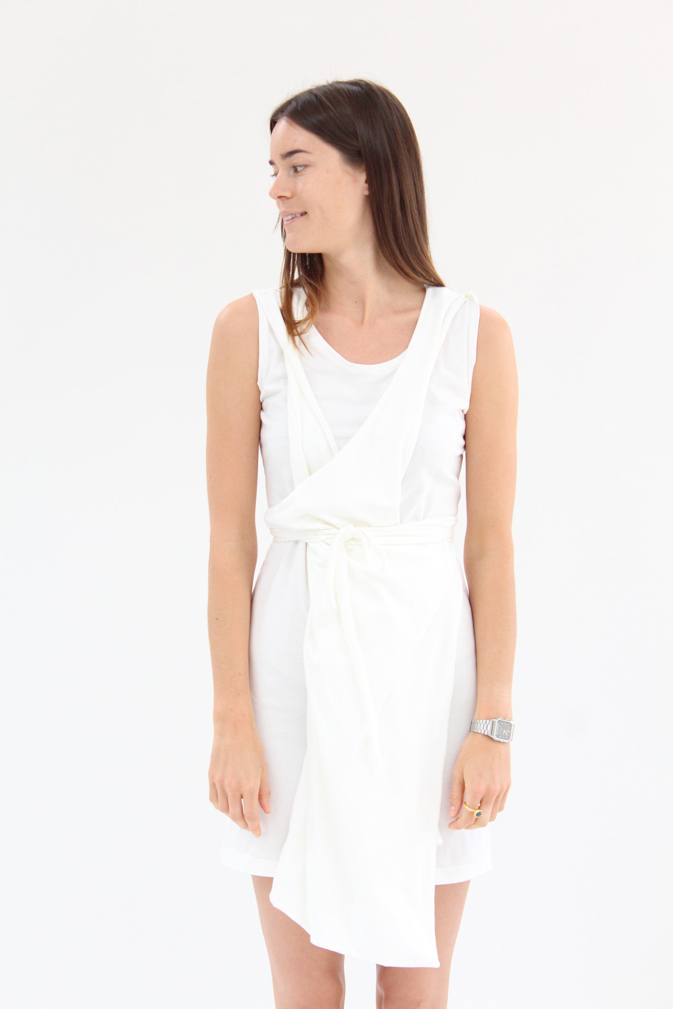 jersey wrap dress Lina Rennell Criss Cross Jersey Wrap Dress White – Beklina