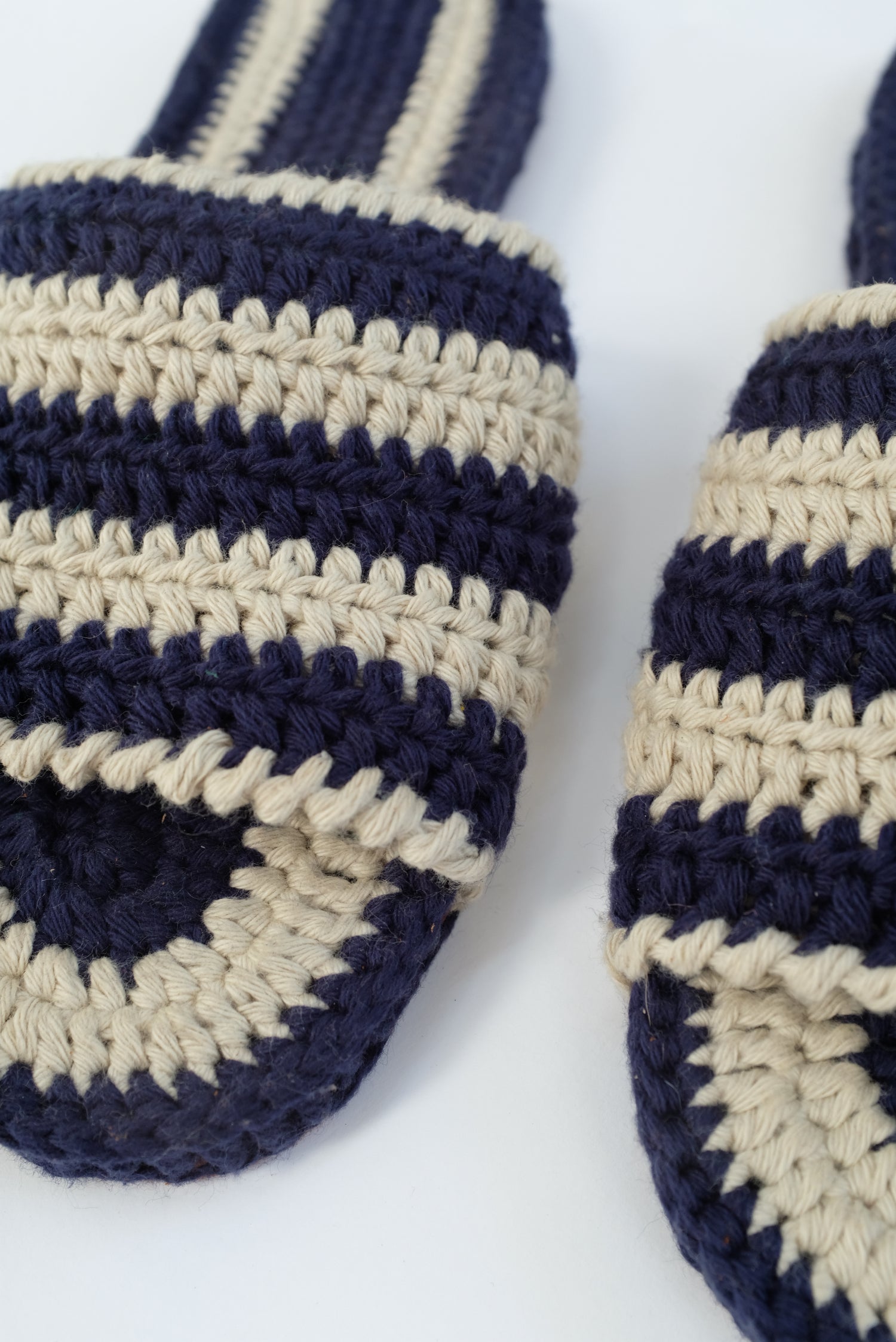 Beklina Crochet Slipper Natural/Navy