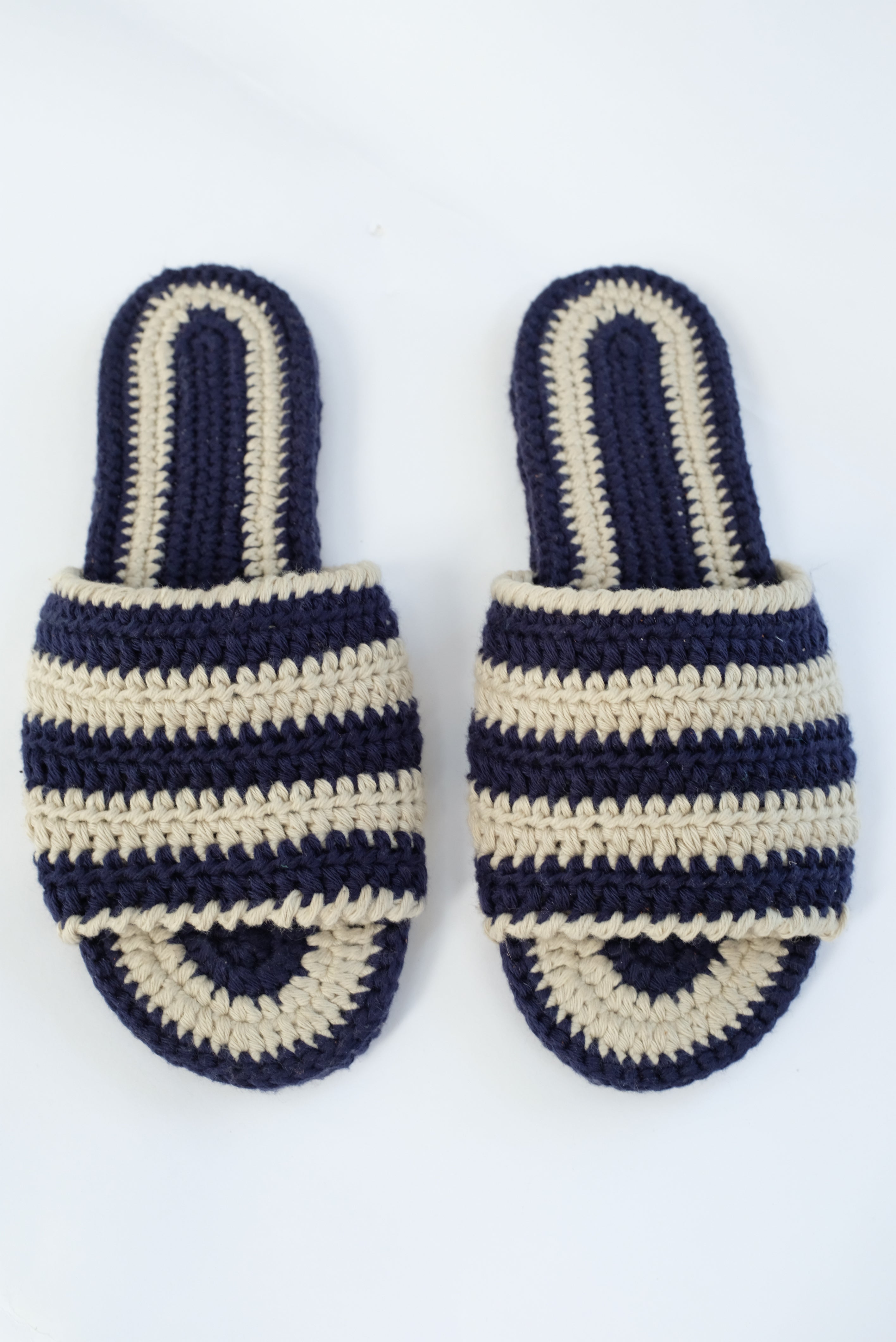 Beklina Crochet Slipper Natural/Navy