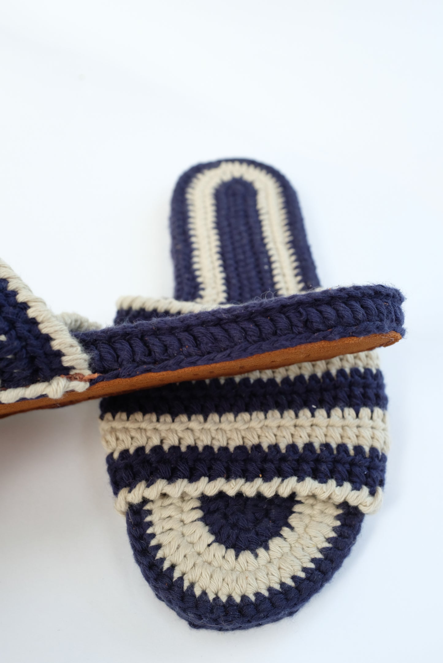 Beklina Crochet Slipper Natural/Navy