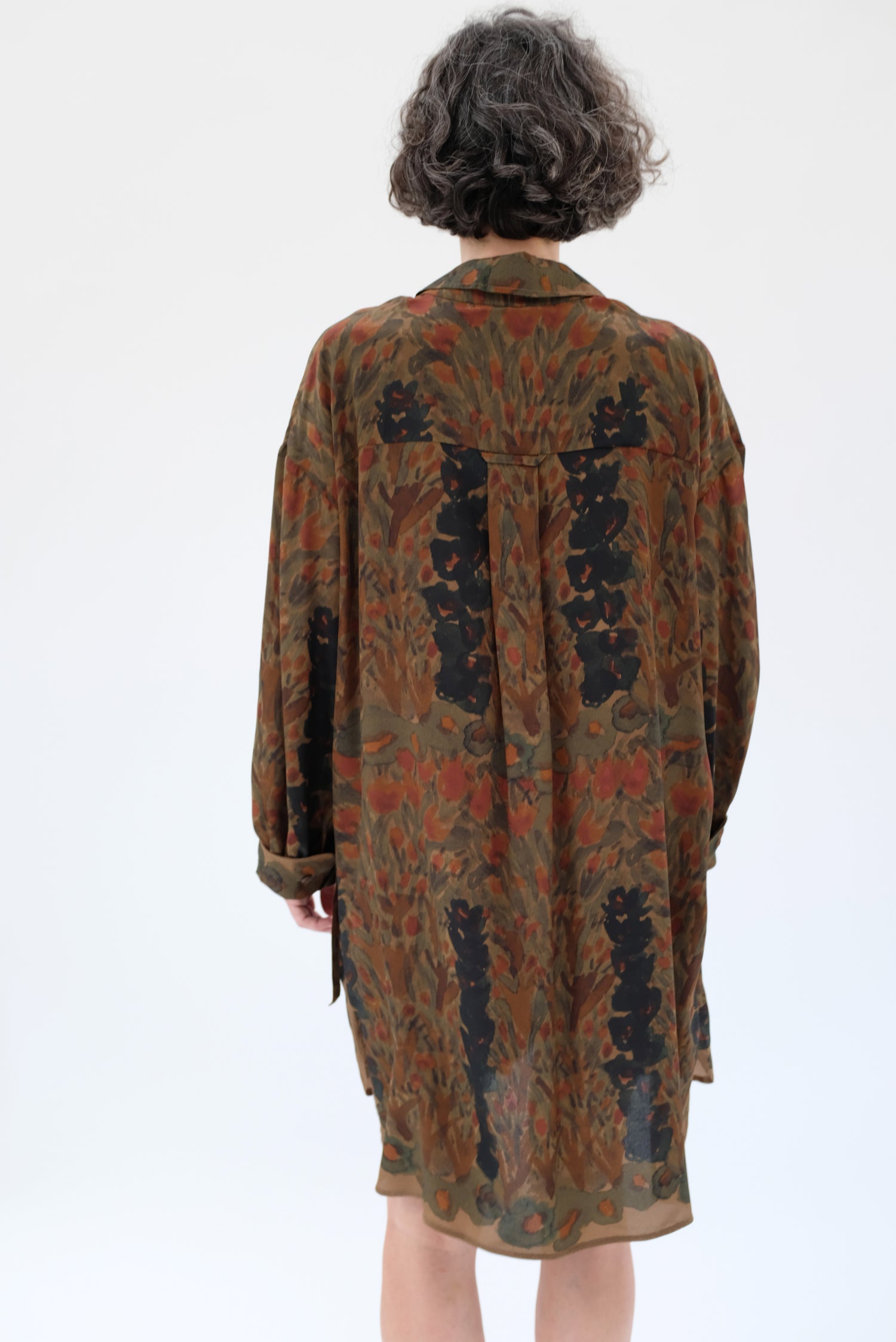 Anntian Silk Dress Print G Flower Beds