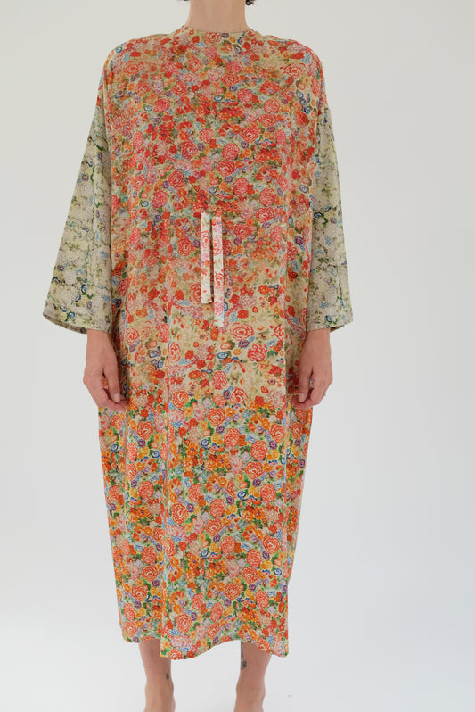 Anntian Silk Simple Dress Print Y Bright Flowers