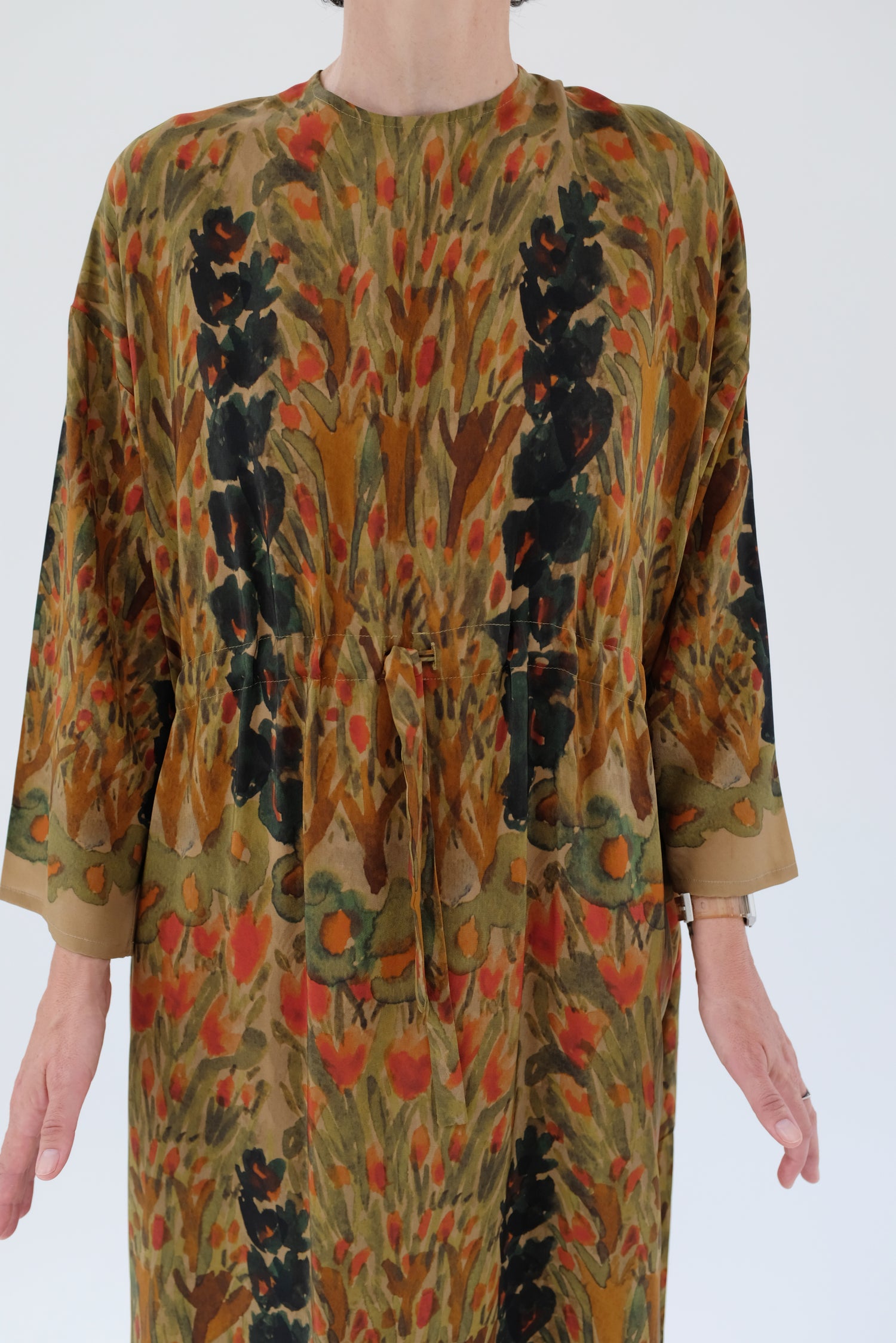 Anntian Silk Simple Dress Print G2 Flower Beds