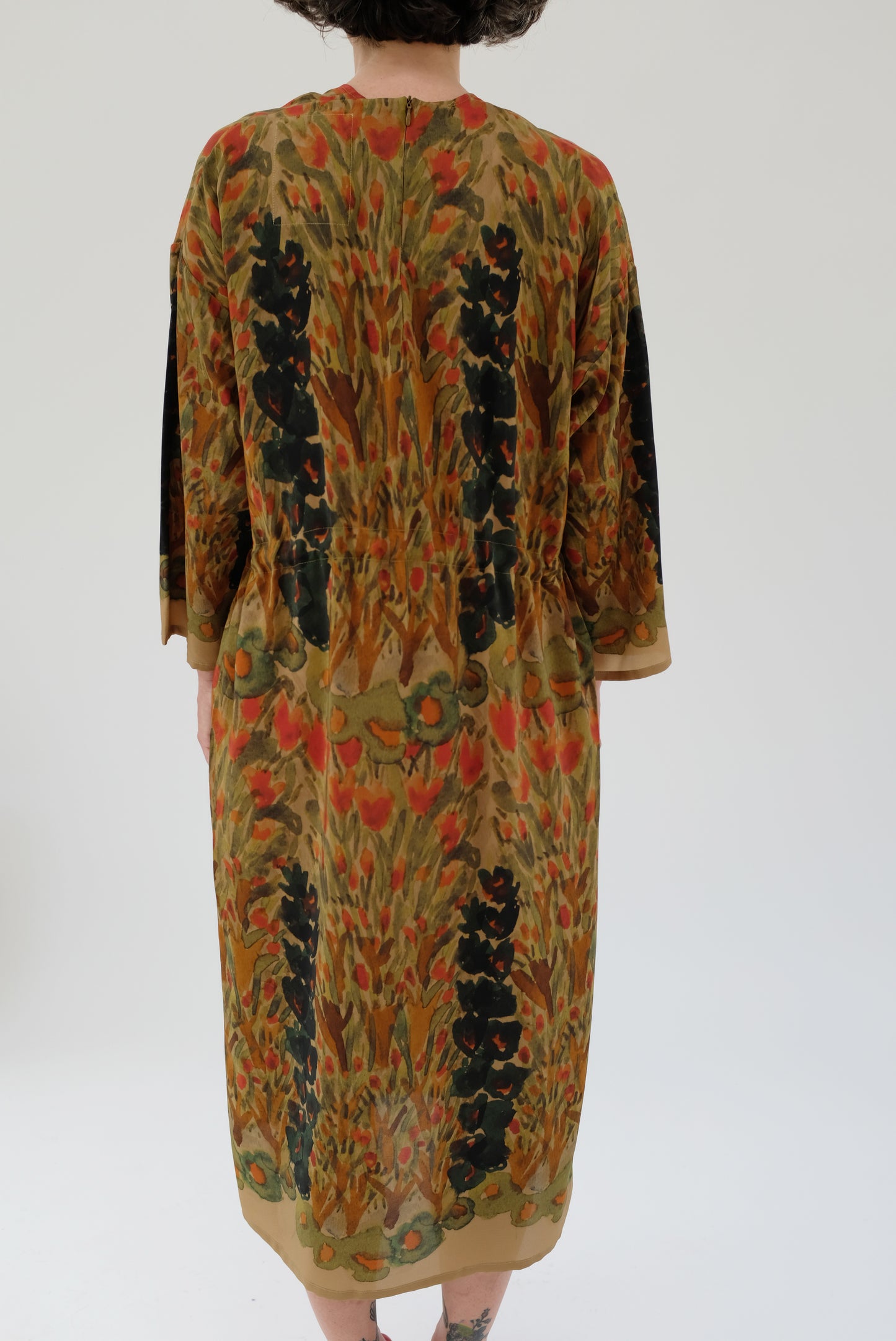 Anntian Silk Simple Dress Print G2 Flower Beds