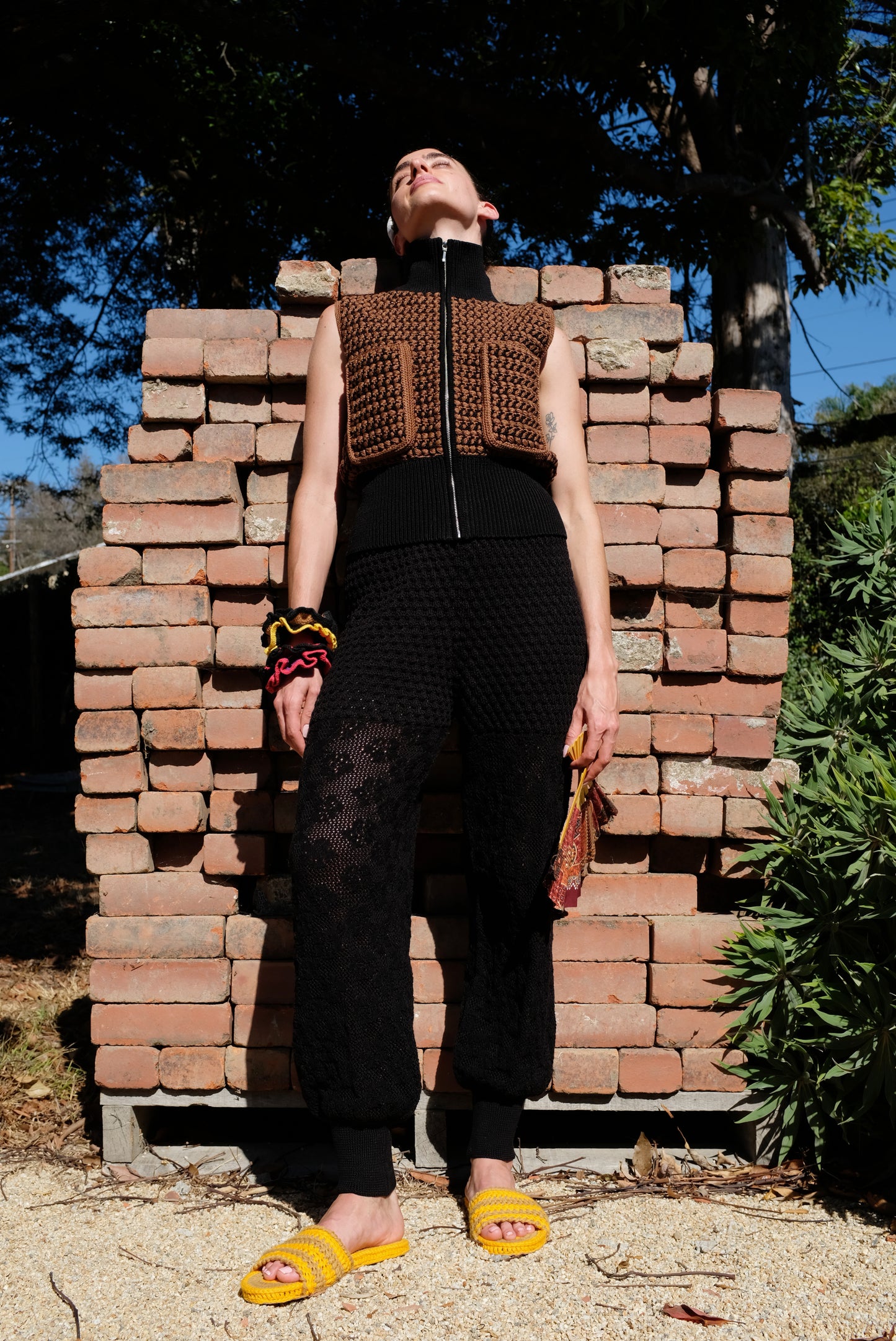 Beklina Marta Crochet Vest Black/Castagna