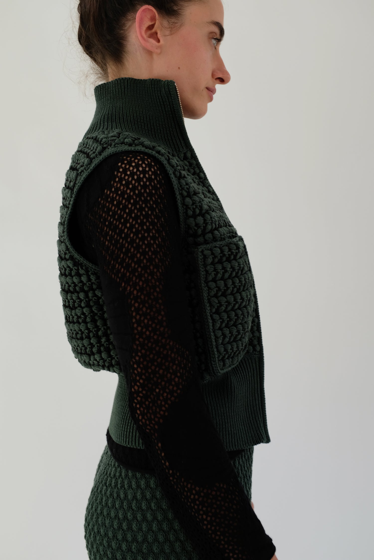 Beklina Marta Crochet Vest Black/Pine