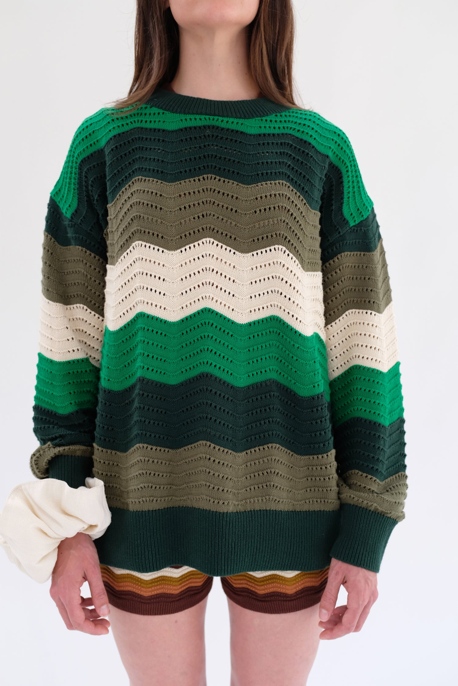 Kloke Ripple Sweater Green Wavy