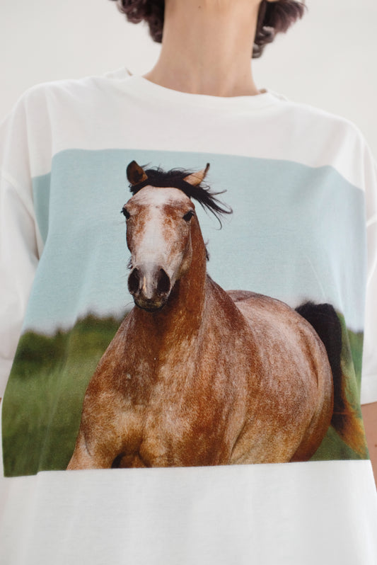 Anntian Classic T-Shirt Brown Horse Print