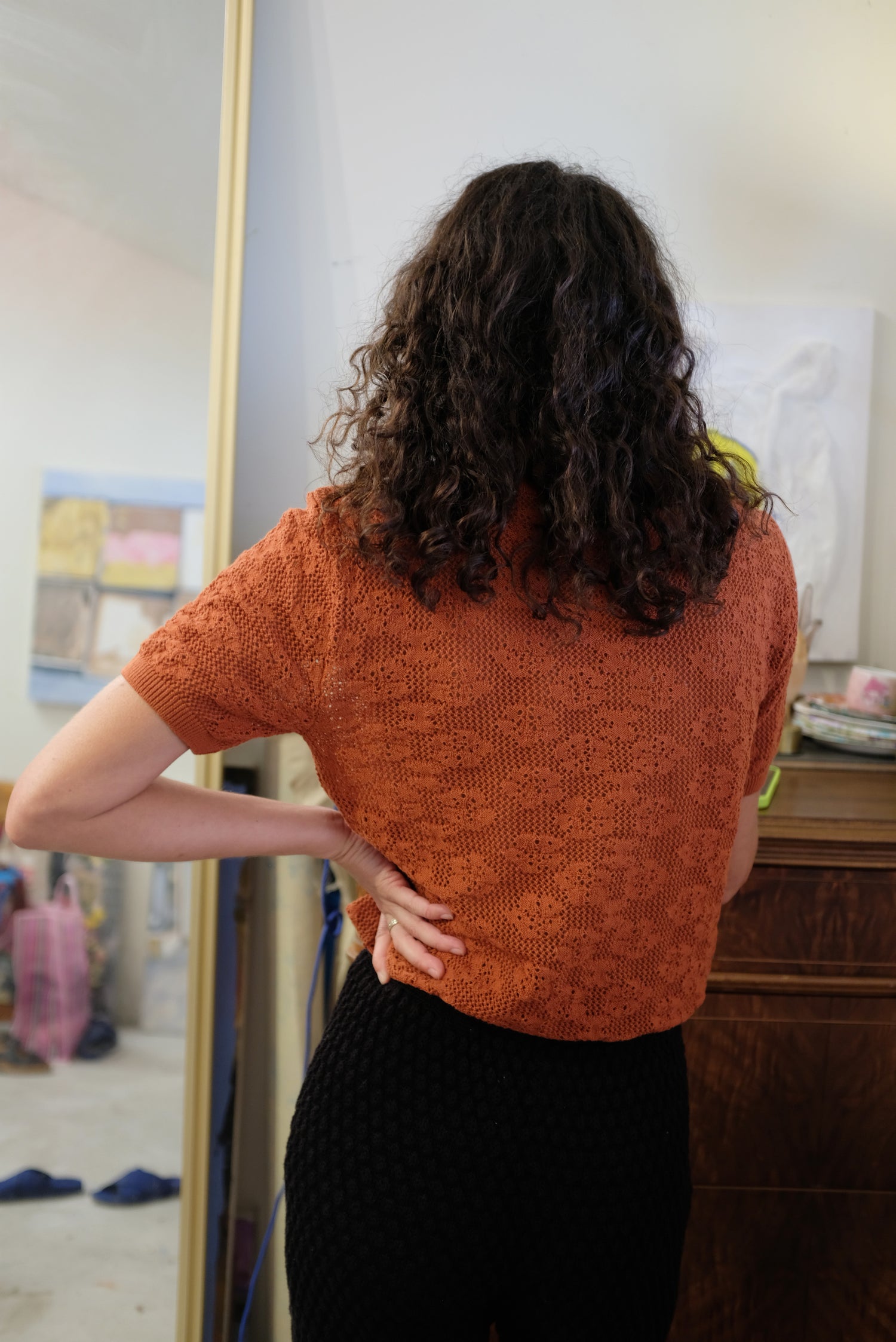 Beklina Floral Cotton Lace T-Shirt Terracotta