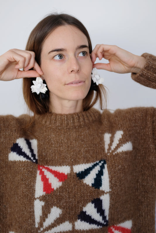 Beklina Leather Orchid Earrings Handmade