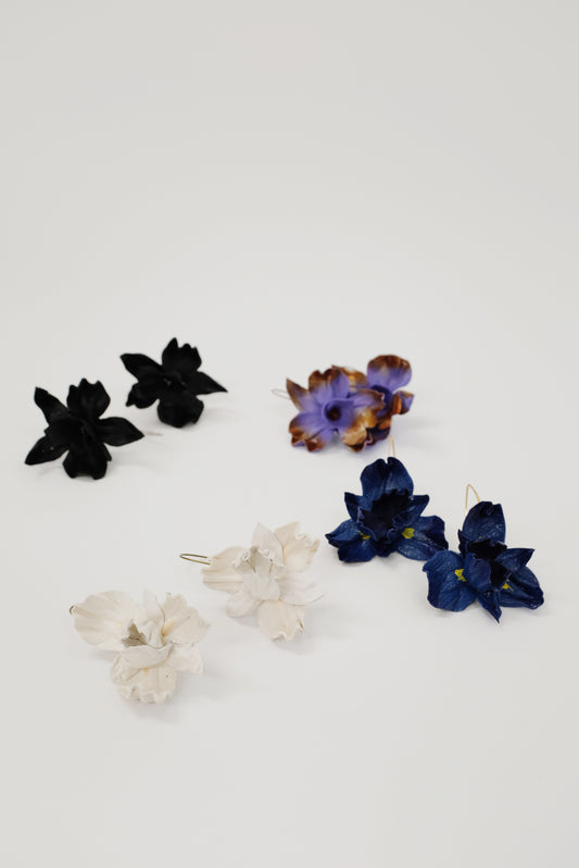 Beklina Leather Orchid Earrings Handmade