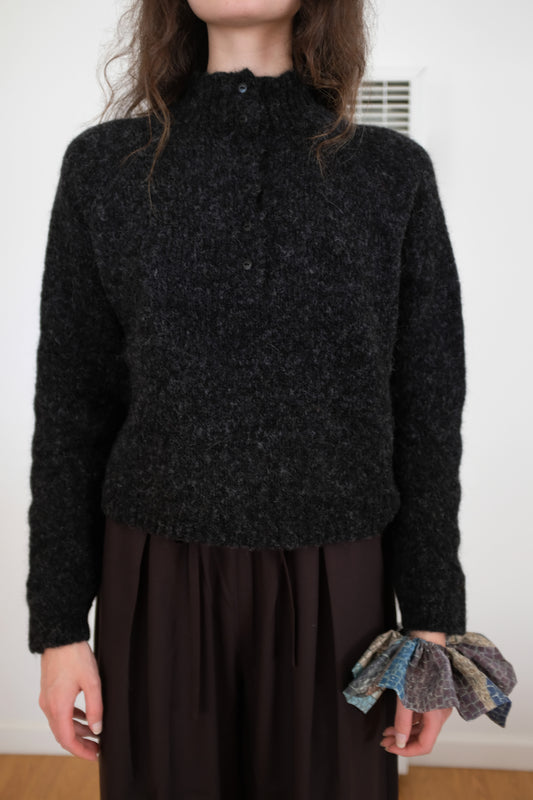 Cordera Baby Alpaca Polo Sweater Anthracite