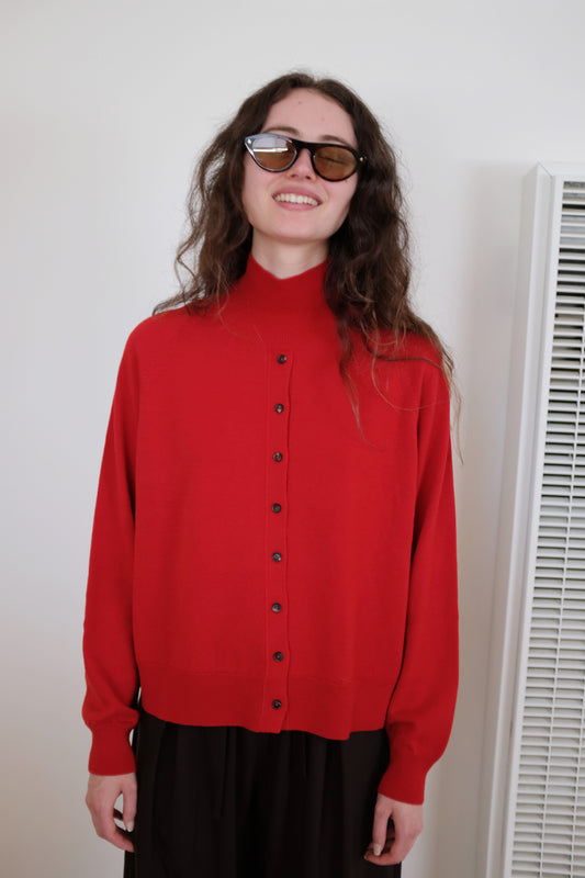 Cordera Merino Wool Buttoned Sweater Red