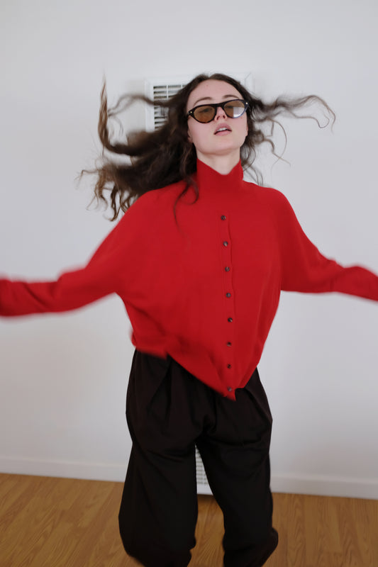 Cordera Merino Wool Buttoned Sweater Red