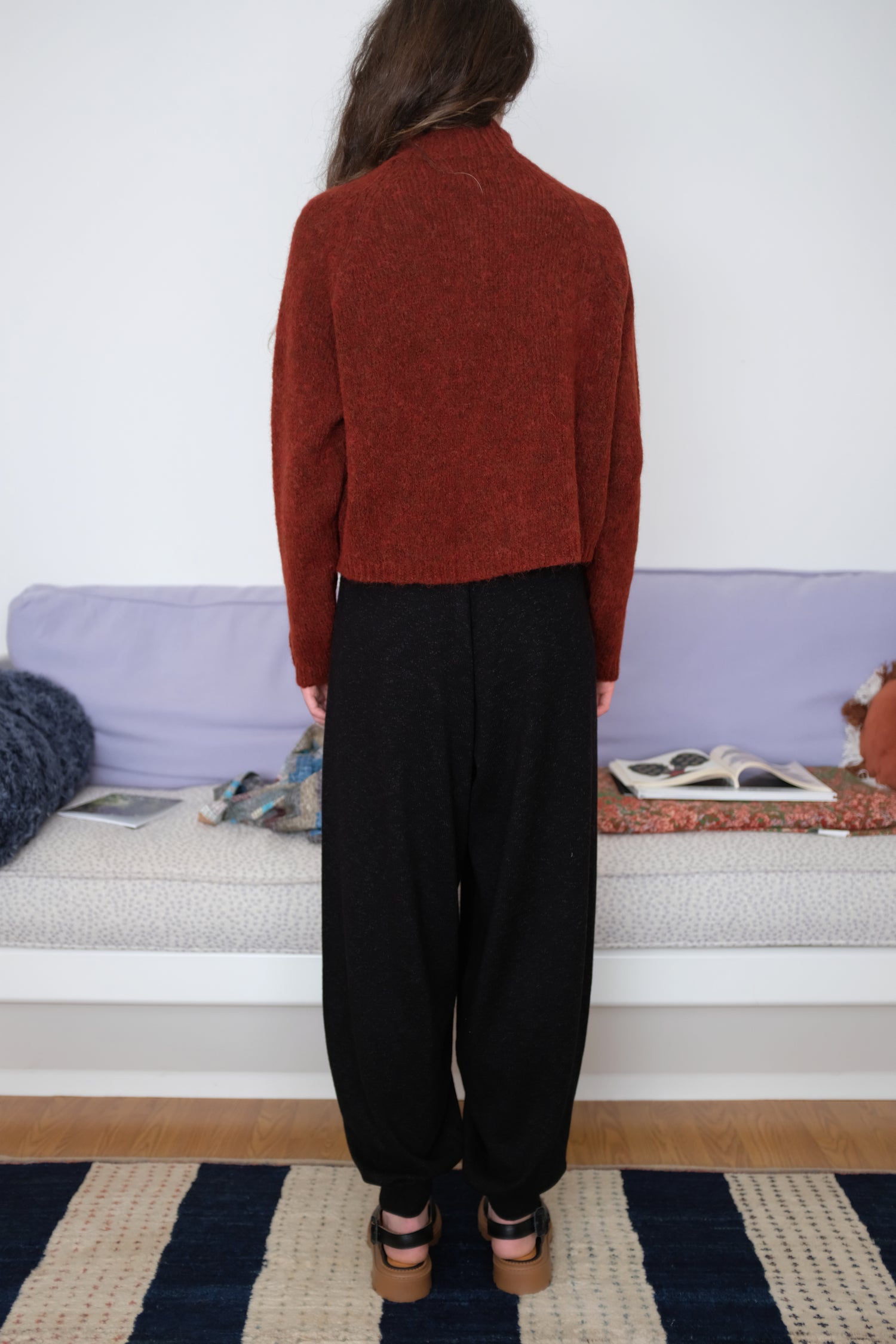 Cordera Flecked Cotton Pants Anthracite