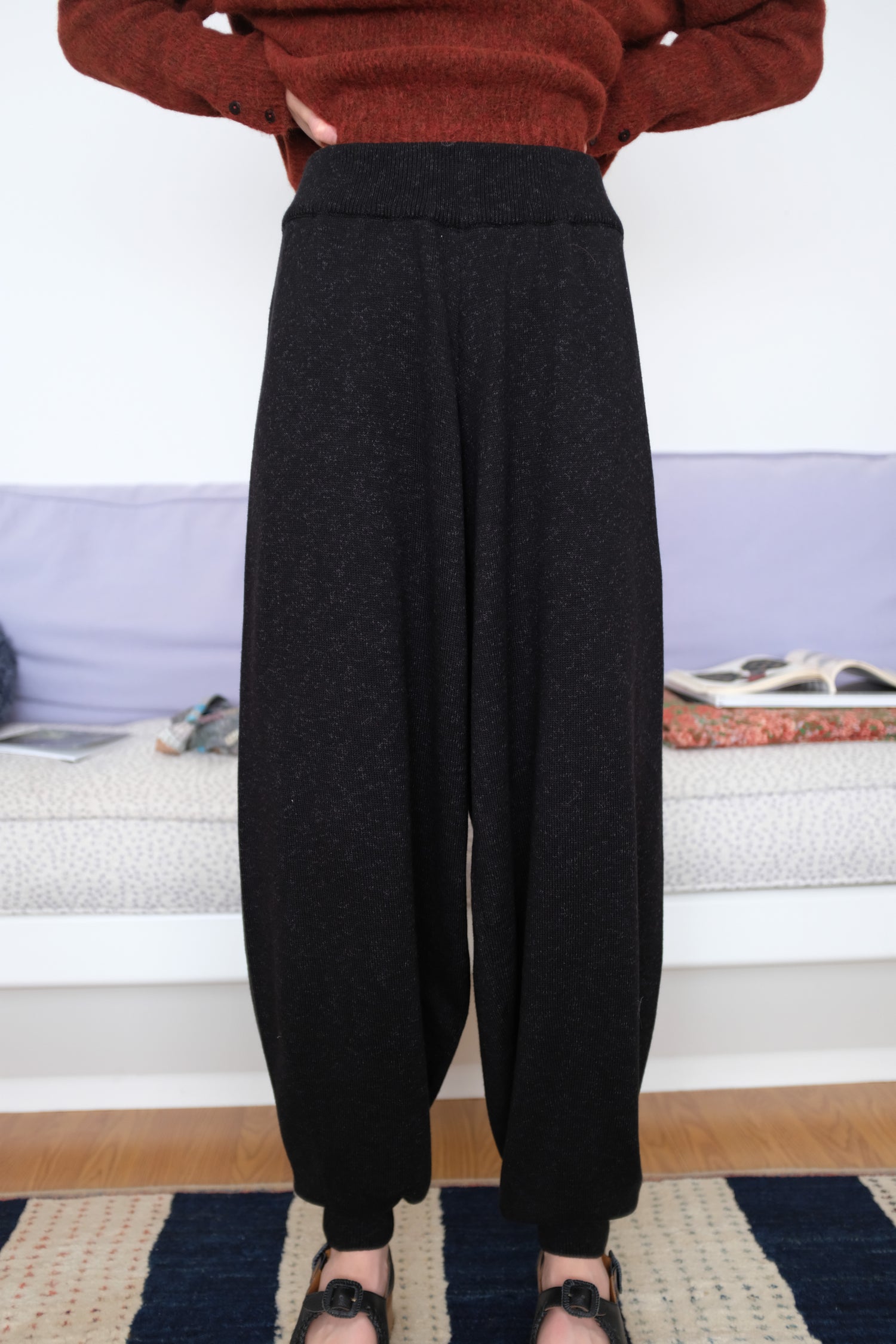 Cordera Flecked Cotton Pants Anthracite