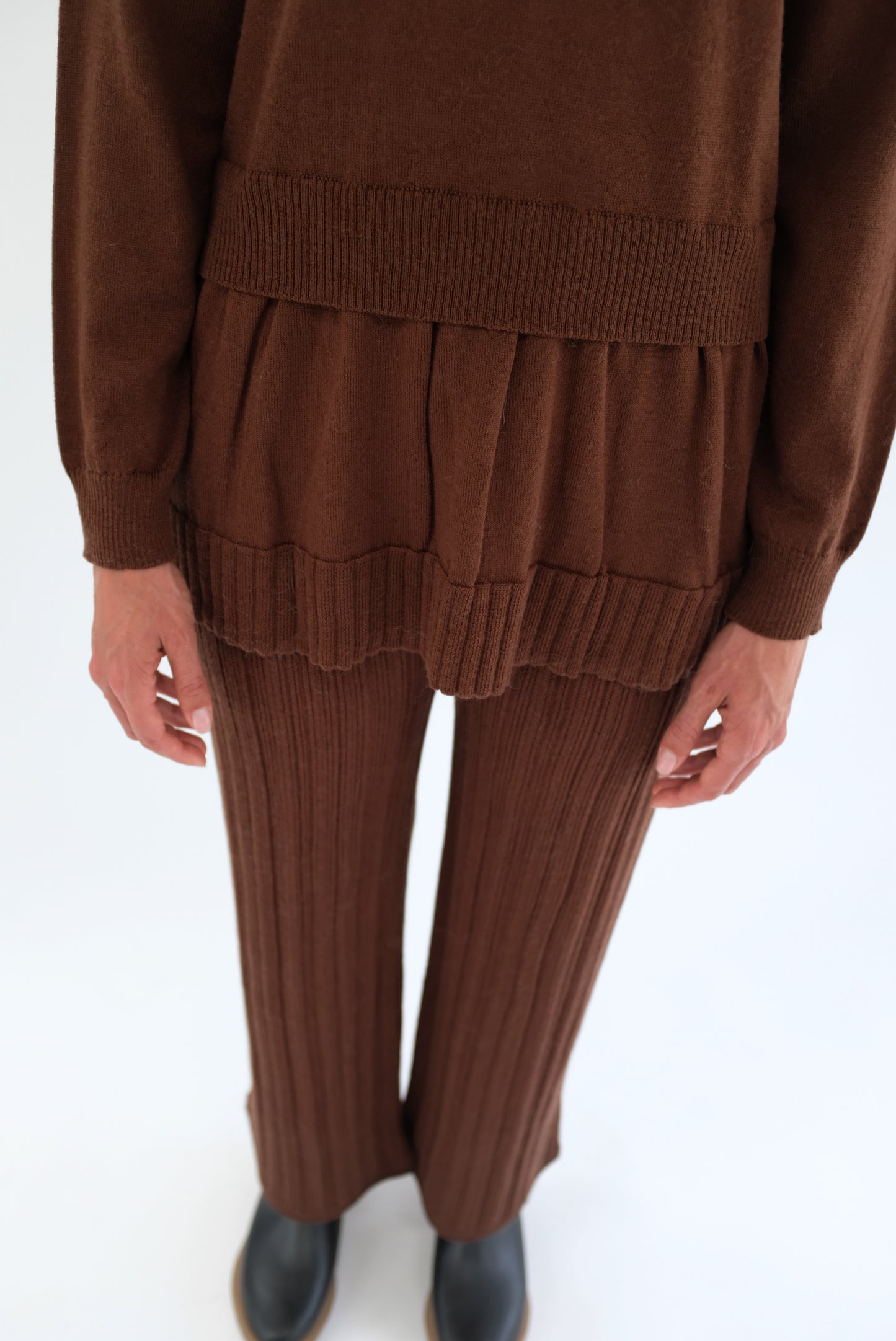 Beklina Merino Pleated Trousers Brown