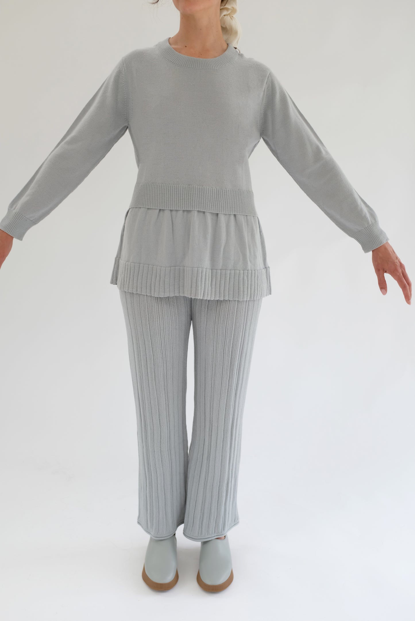 Beklina Merino Pleated Trousers Grey